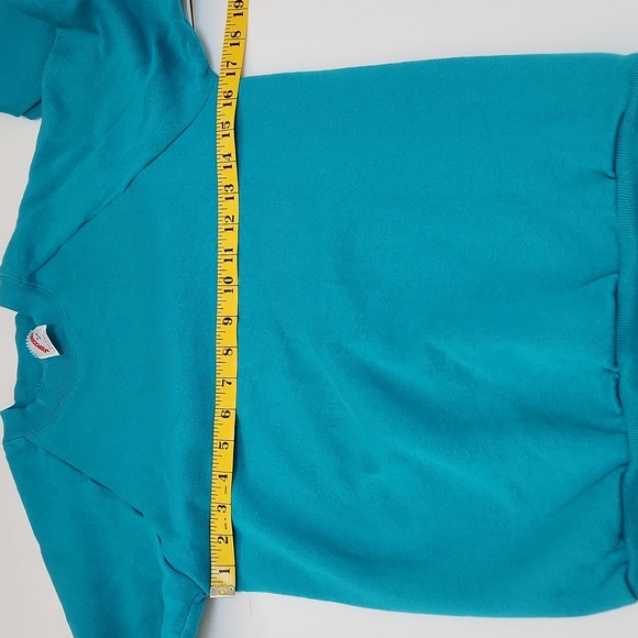True Vintage Jerzees USA Teal Crew Neck Sweatshirt Blank S (34-36) - Picture 5 of 7